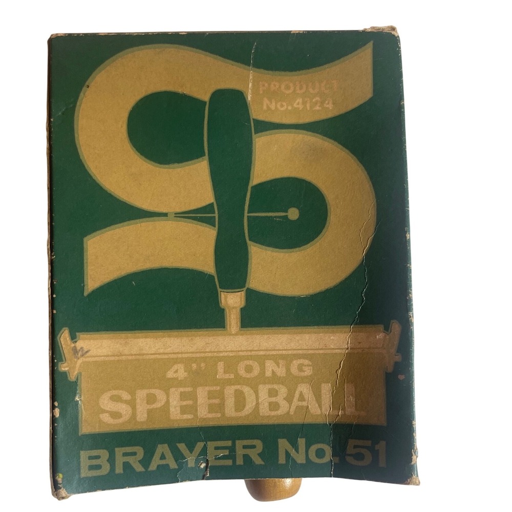 Vintage Speedball Brayer No 51 4in Printmaking Roller‎ Wood Handle USA Tool
